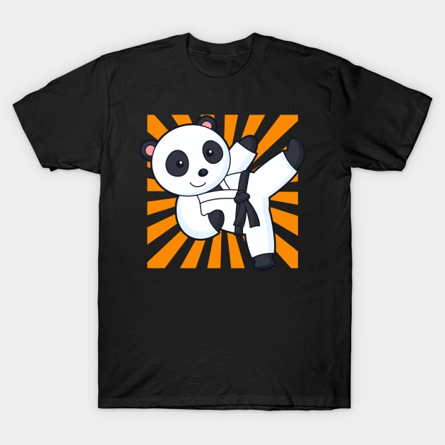 Karate Panda Funny Martial Arts Animal Children T-Shirt by Foxxy Merch